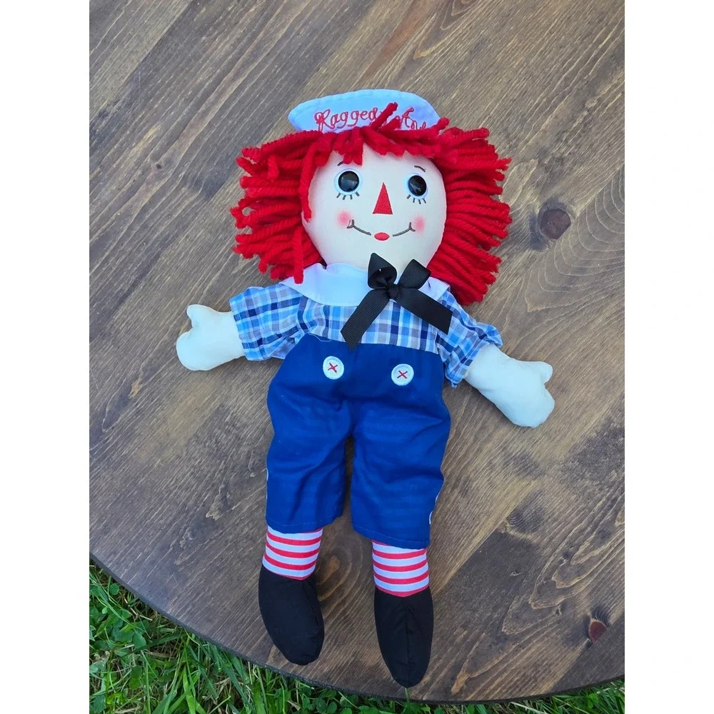 Raggedy Andy Plush Doll 17 Inch Classic Red Yarn Hair Sailor Outfit Collectible
